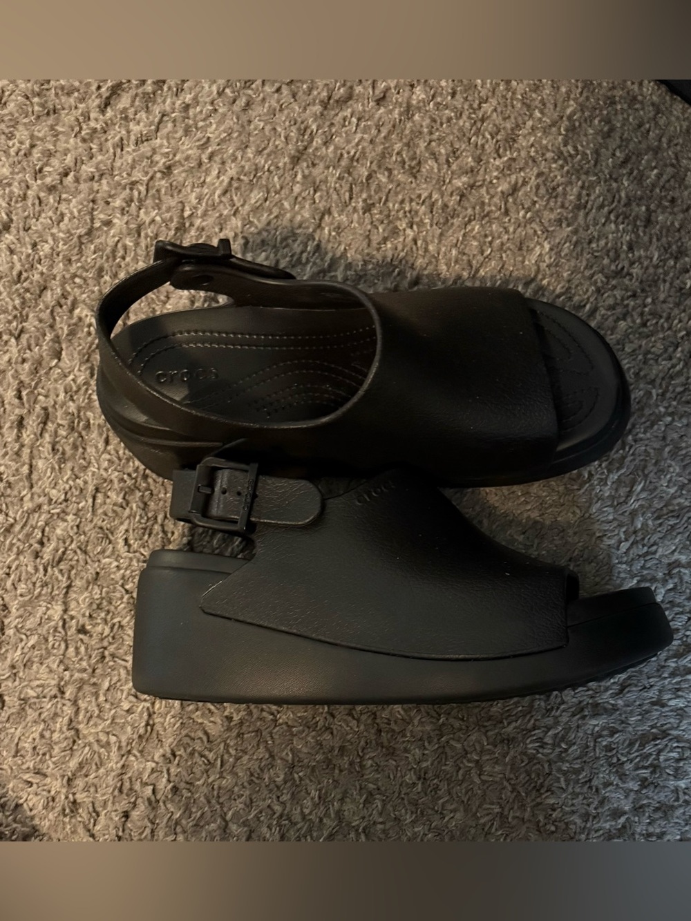Crocs Dylan Black Platform Wedge Sandals, women size 11